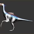 Vibrant Prehistoric Creature With Orange Head Blue Body Red Feathers And Long Claws