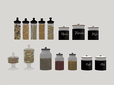Ceramic Storage Jars For Pasta Grains Coffee And Fruits With Airtight Lids 3d model