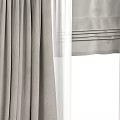 Gray Pleated Linen Curtains With White Sheer Voile Panels For Home Window Decor