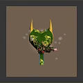 Traditional Chinese Female Character in Green Red Outfit with Headdress and Floating Spirit Orbs