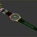 Fashionable Watch With Black Strap Silver Case And Colorful Dial Design