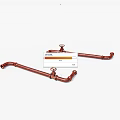 Copper Pipes With Curved Structure And Valves Isolated On White Background