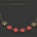 Elegant Gold Chain Necklace With Red And Gold Beads For Daily Wear