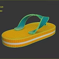 Orange Sole Flip Flops With White Stripe And Blue Strap Design 3d model