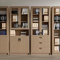 Wooden Bookcases With Folders Books And Storage Shelves For Office Organization