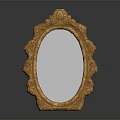 Golden Oval Decorative Mirror With Intricate Carved Frame For Home Decoration