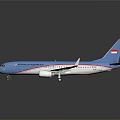 Blue Model Airplane With Red White Stripes Detailed Wings And Landing Gear