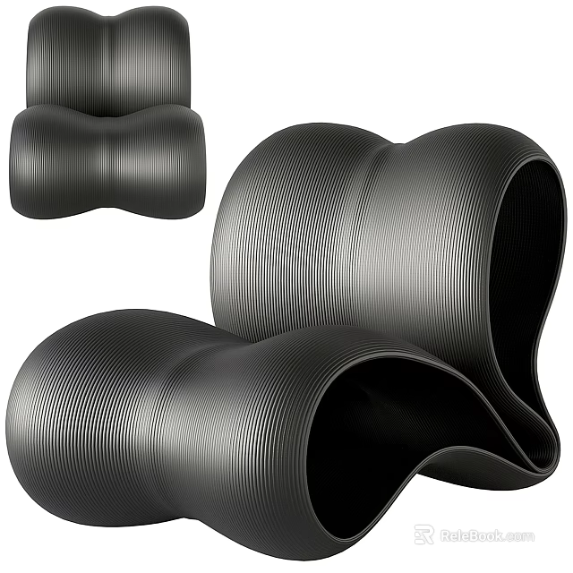 Sleek Modern Lounge Chair With Ribbed Texture Curved Design And Unique Shape 3d model 