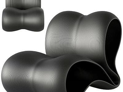 Sleek Modern Lounge Chair With Ribbed Texture Curved Design And Unique Shape 3d model
