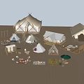 Well Equipped Camping Site With Various Tents Picnic Areas And Leisure Facilities