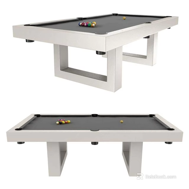 Modern White Frame Pool Table Entertainment Appliance With Billiard Balls On Top 3d model 