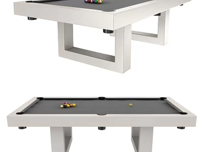 Modern White Frame Pool Table Entertainment Appliance With Billiard Balls On Top 3d model