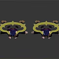 Two Anime Style Characters With Blue Hair Yellow Halos Black Purple Outfits And Golden Trim