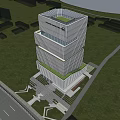 Modern High Rise Building Exterior With Glass Facade Greenery Trees And Urban Pedestrians