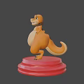 Friendly Orange Cartoon Dinosaur 3D Model With Glasses And Brown Mane