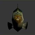 Green And Yellow Aquatic Fish With Black Spots Orange Eyes Yellow Tail On Black Background