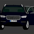 Blue SUV Model Car with Open Doors Green Transparent Roof and Front Grille