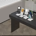 Various Color Phone Stands with Four Mobile Phones Displayed on Dark Desktop
