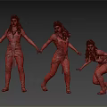 Three Female Fantasy Characters In Similar Animal Inspired Costumes With Different Poses Against Gray Background