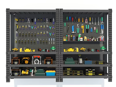 Multi Layer Metal Storage Rack Featuring Organized Daily Electrical Tools And Appliances 3d model