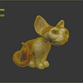 Cute Red And White Cat Sculpture With Large Ears Green Eyes And Curled Tail