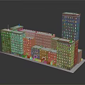 Red Brick Residential Complex With Multiple Connected Buildings And Various Heights 3d model