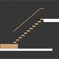 Modern Wooden Staircase With Black Metal Railings And White Platform Base