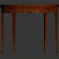 Classic Red Half Moon Wooden Table With Curved Top And Carved Legs