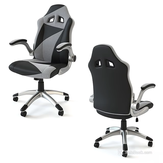 Ergonomic Gaming Desk Chair Set With Black Gray Design And Adjustable Armrests 3d model 