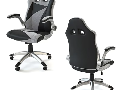 Ergonomic Gaming Desk Chair Set With Black Gray Design And Adjustable Armrests 3d model
