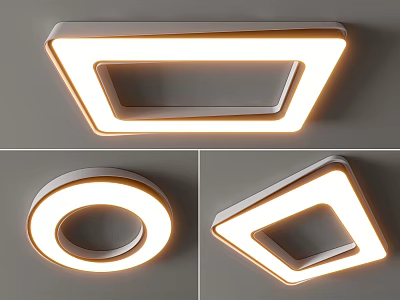 Modern Ceiling Lights With Circular Square Geometric Shapes And Illuminated Frames 3d model