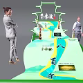 Scenic Tourist Model Featuring Green Wavy Path Liuxiaoyan Landmark And Figures
