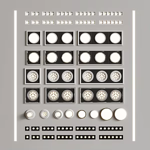 Modern downlight spotlight anti-glare spotlight grille lamp combination 3d model
