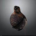 Decorative Bird Sculpture With Red And Purple Textured Surface And Rounded Shape