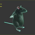 Game Movie Character Mouse Black Body Pink Ears Paws Tail Standing On Gradient Gray Background
