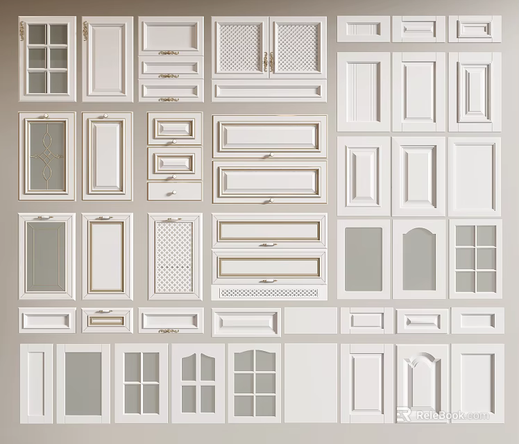 White Door Panels With Various Styles And Designs For Home Decoration 3d model 