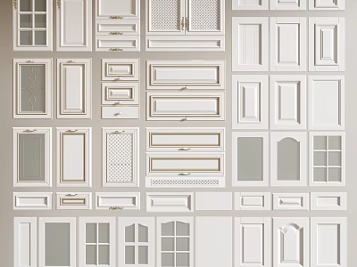 White Door Panels With Various Styles And Designs For Home Decoration 3d model