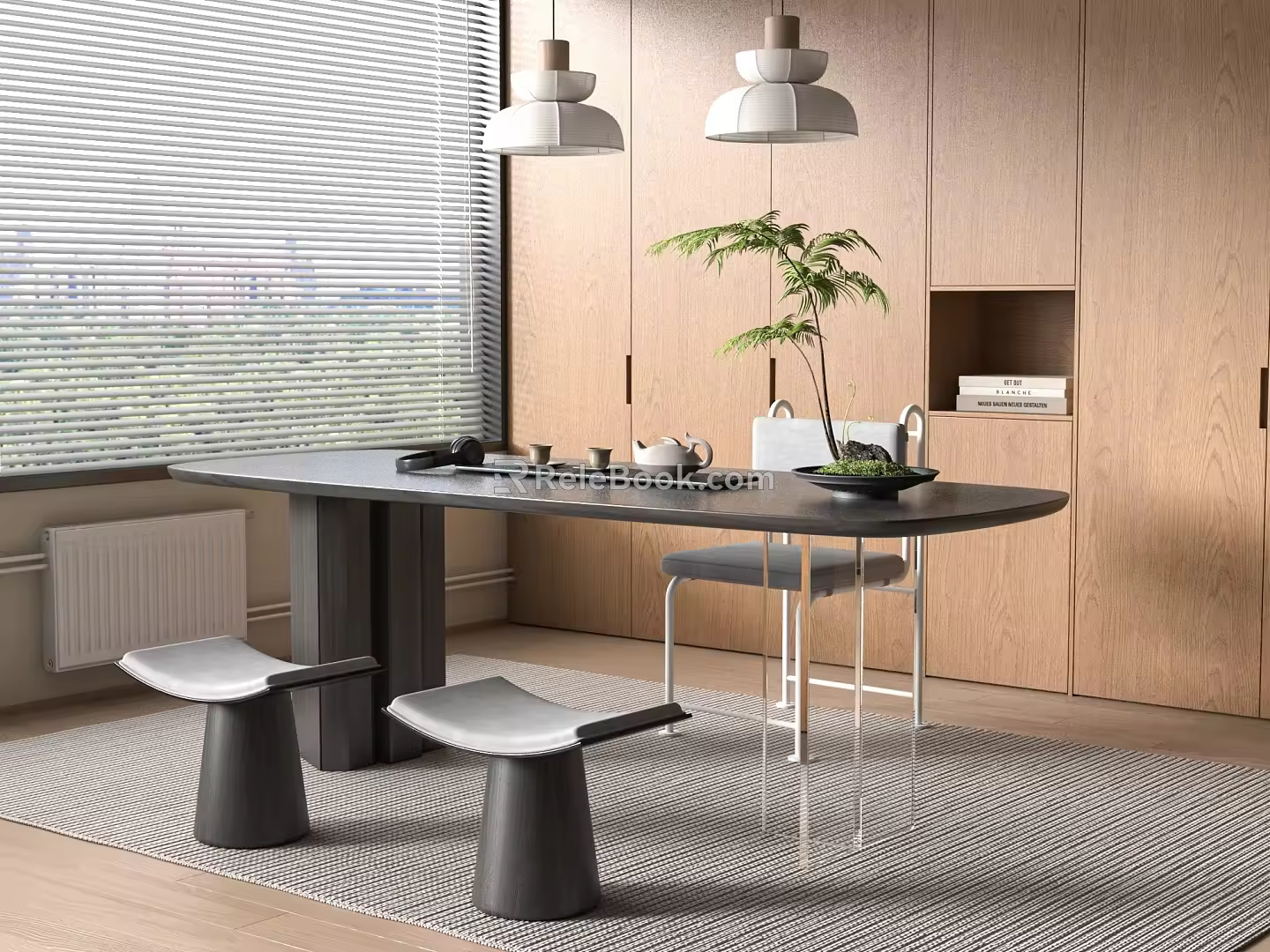 Minimalist Modern Tea Table and Chair Tea Table Tea Table Long Table Desk and Chair 3d model