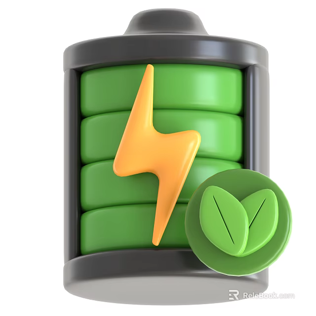Entertainment Electronics Featuring Green Battery Yellow Lightning Bolt And Green Leaf Icon 3d model 
