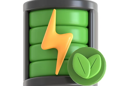 Entertainment Electronics Featuring Green Battery Yellow Lightning Bolt And Green Leaf Icon 3d model