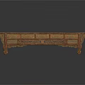 Classic Carved Wooden Bench With Intricate Patterns And Decorative Legs Design
