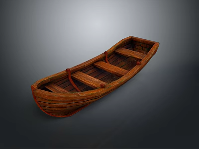 Vintage Wooden Boat Design With Curved Hull And Wooden Planks 3d model