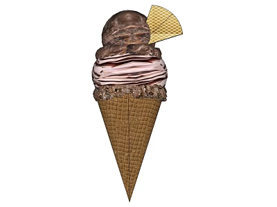 Kitchen Counter With Stacked Ice Cream Cone And Waffle Topping 3d model