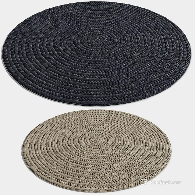 Dark and Light Woven Round Rugs for Modern Home Decor 3d model 