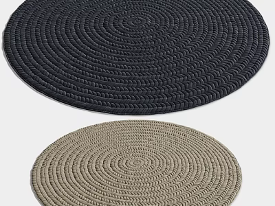 Dark and Light Woven Round Rugs for Modern Home Decor 3d model