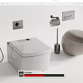 Modern Bathroom Toilet Design With White Gray Toilet Brush And Tissue Holder