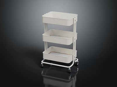 White Three Tier Rolling Storage Cart With Wheels For Multipurpose Storage Organization 3d model