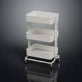 White Three Tier Rolling Storage Cart With Wheels For Multipurpose Storage Organization 3d model