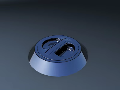 Blue Circular Metal Container Lid With Slot Design And Smooth Surface 3d model