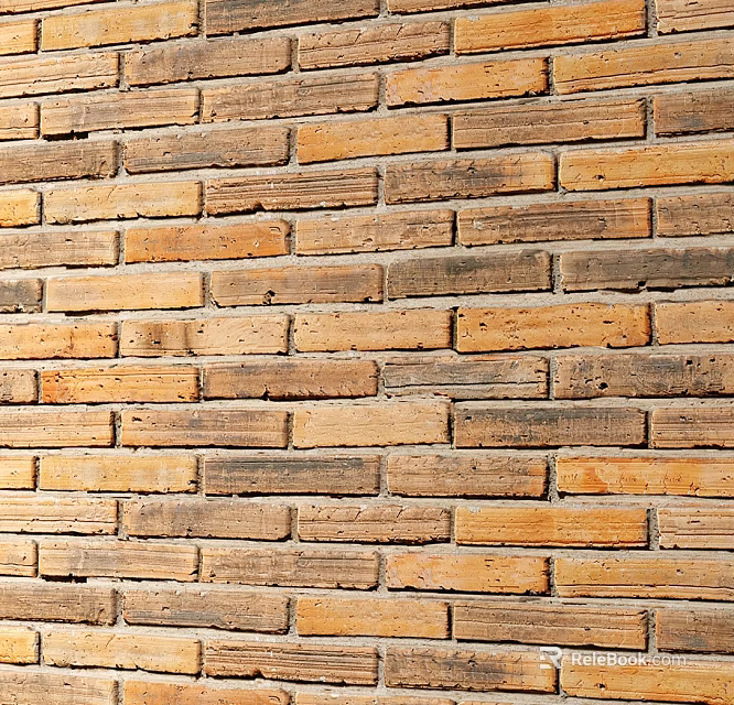 Brick Background Wall Featuring Warm Tones Neatly Arranged Textured Bricks for Interior Decor 3d model 